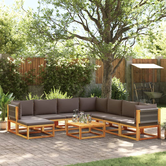 vidaXL Set de sofás de jardín con cojines 9 pzas madera maciza acacia