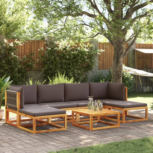 vidaXL Set de sofás de jardín con cojines 7 pzas madera maciza acacia