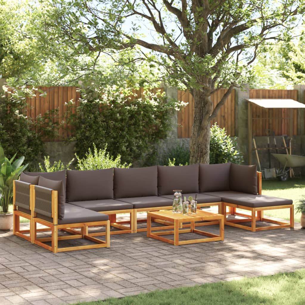 vidaXL Set de sofás de jardín con cojines 8 pzas madera maciza acacia