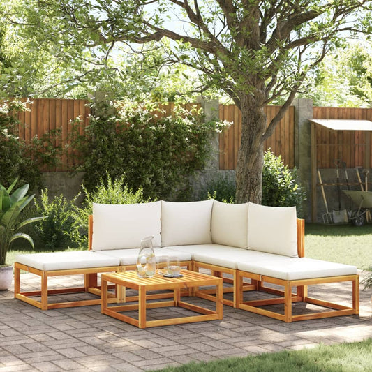 vidaXL Set de sofás de jardín con cojines 6 pzas madera maciza acacia