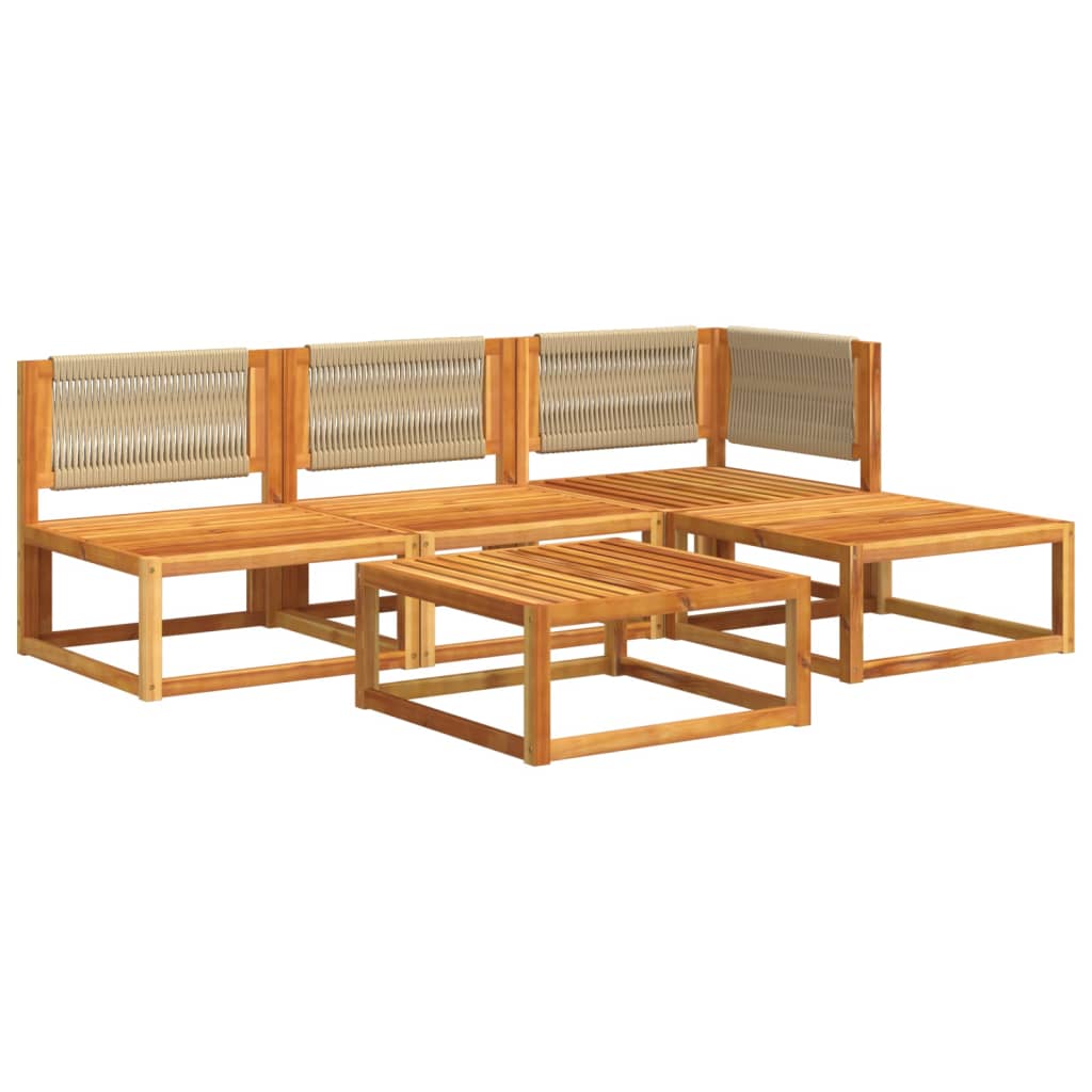 vidaXL Set de sofás de jardín con cojines 5 pzas madera maciza acacia