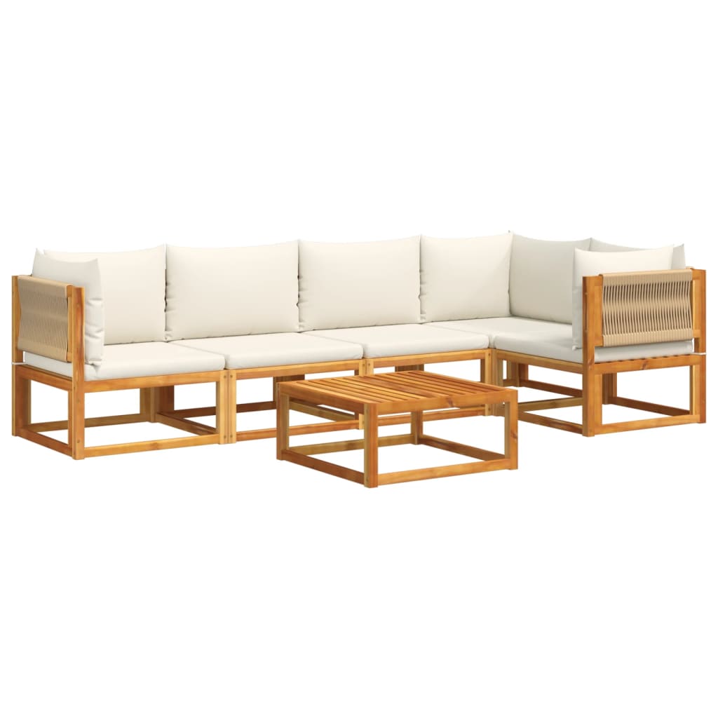 vidaXL Set de sofás de jardín con cojines 6 pzas madera maciza acacia