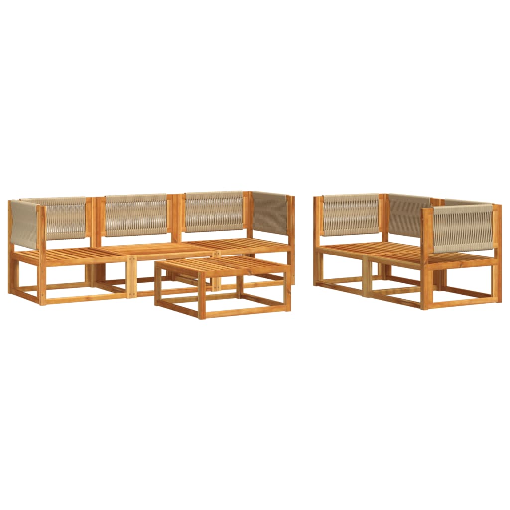 vidaXL Set de sofás de jardín con cojines 6 pzas madera maciza acacia