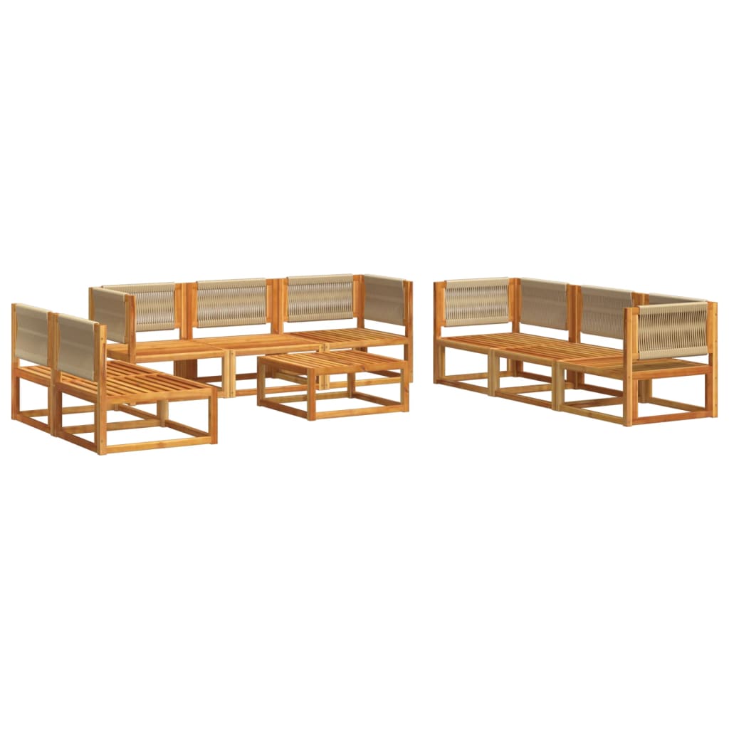 vidaXL Set de sofás de jardín con cojines 9 pzas madera maciza acacia