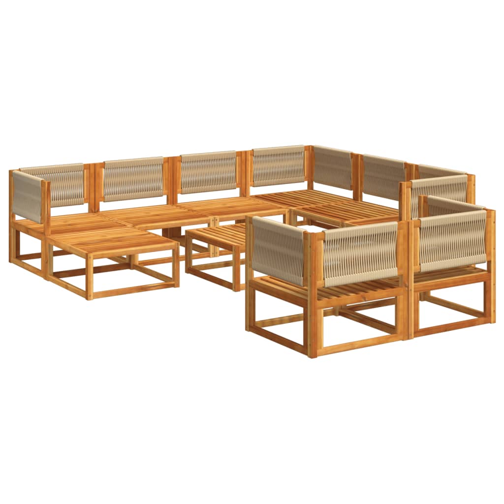 vidaXL Set de sofás de jardín con cojines 10 pzas madera maciza acacia