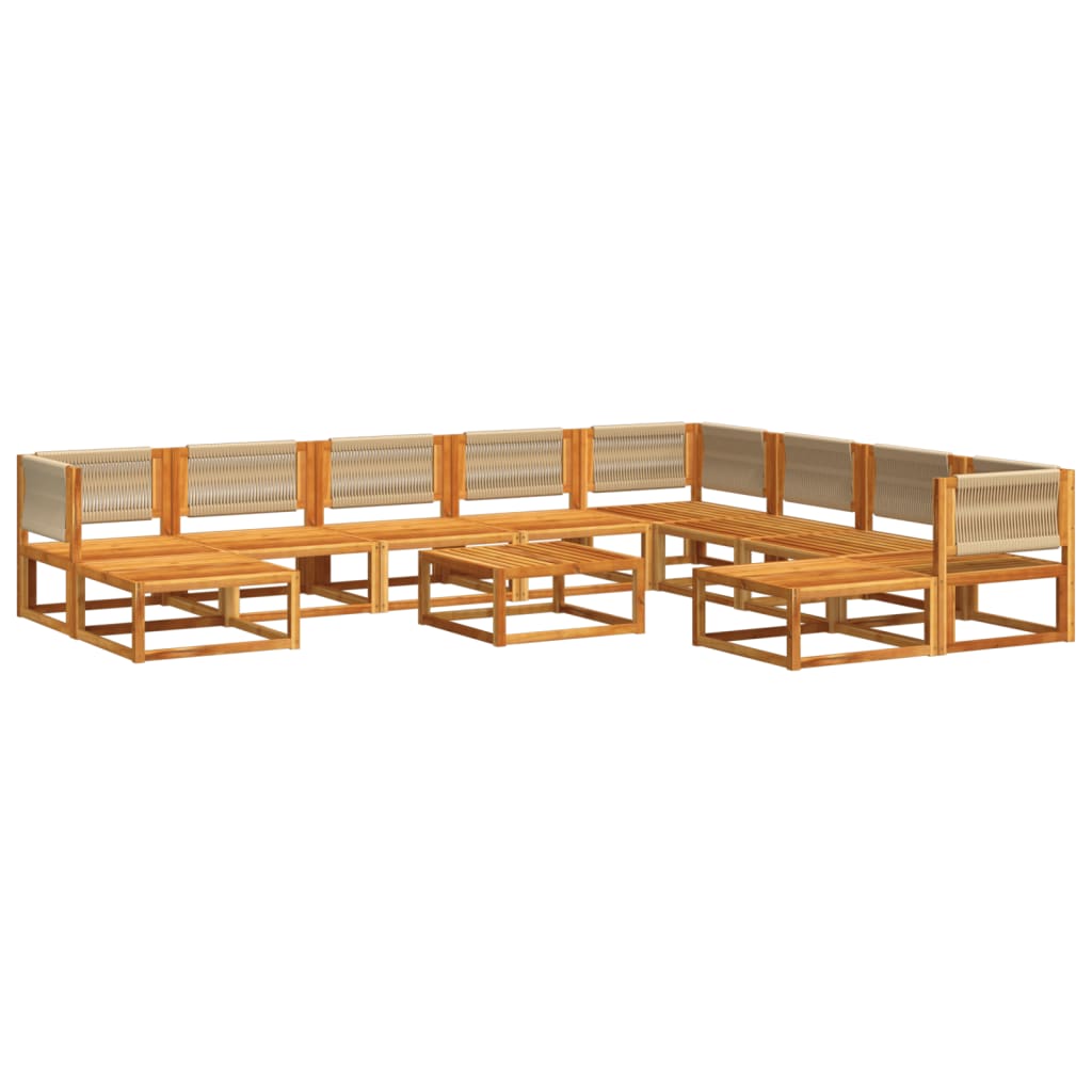 vidaXL Set de sofás de jardín con cojines 11 pzas madera maciza acacia