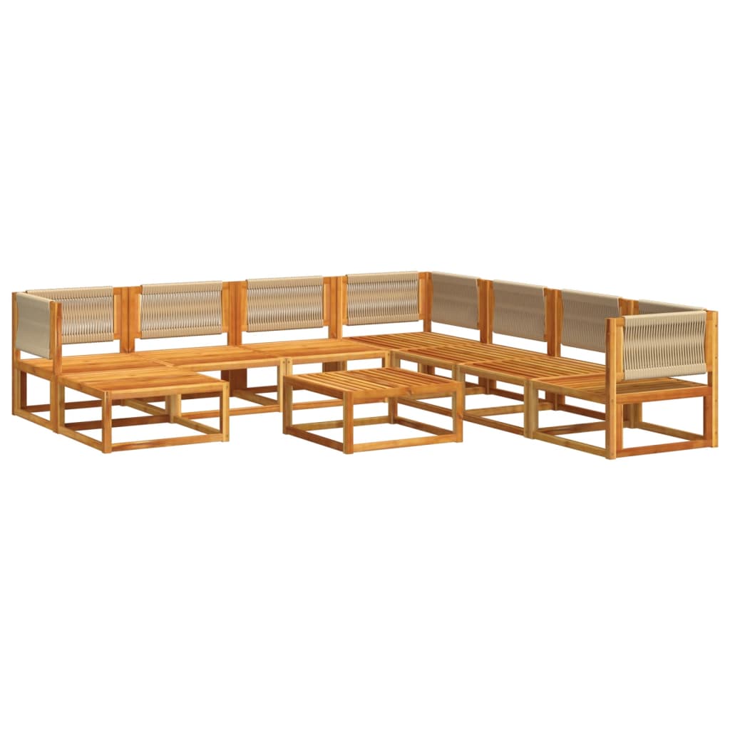 vidaXL Set de sofás de jardín con cojines 9 pzas madera maciza acacia