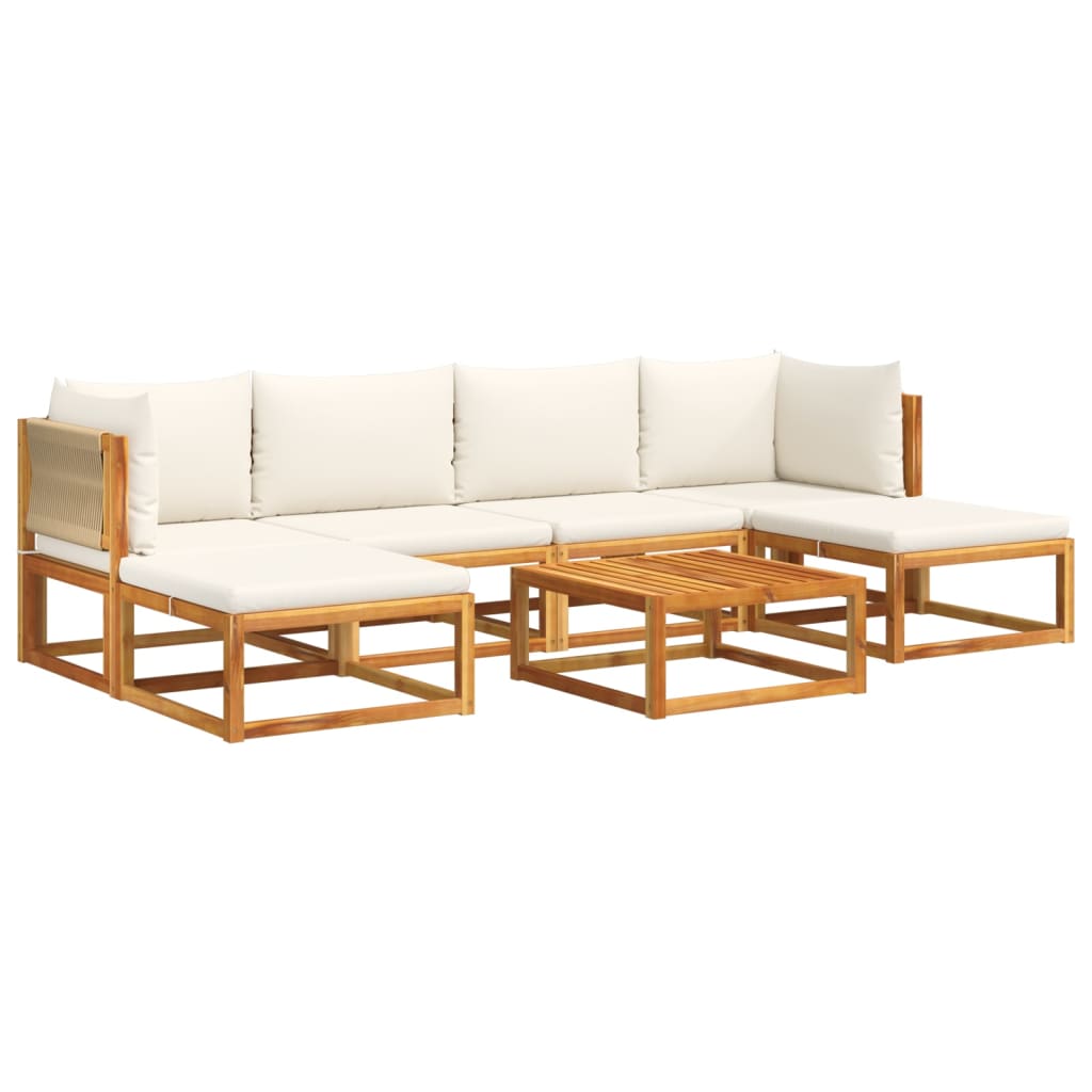 vidaXL Set de sofás de jardín con cojines 7 pzas madera maciza acacia