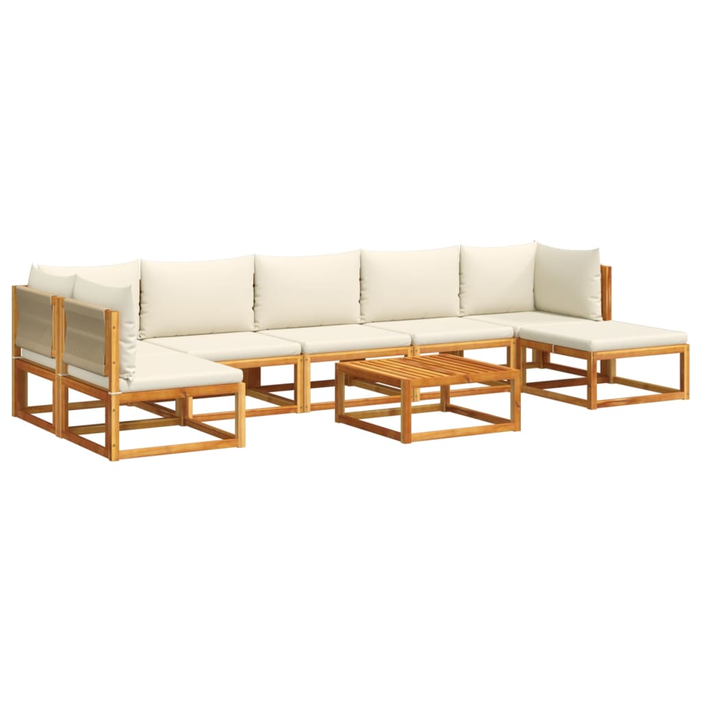 vidaXL Set de sofás de jardín con cojines 8 pzas madera maciza acacia