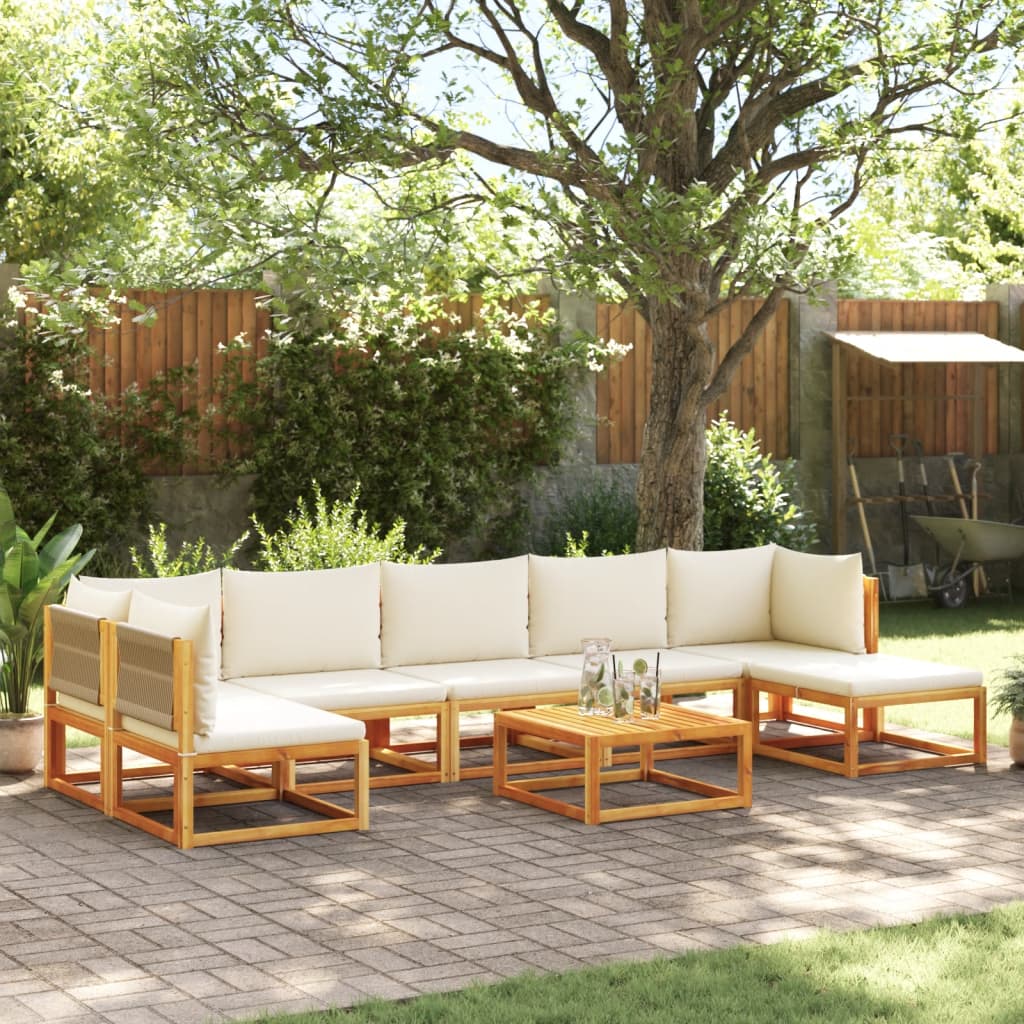 vidaXL Set de sofás de jardín con cojines 8 pzas madera maciza acacia