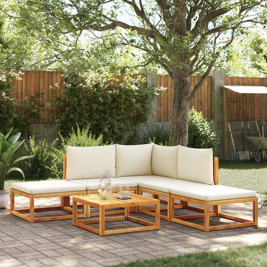 vidaXL Set de sofás de jardín con cojines 6 pzas madera maciza acacia