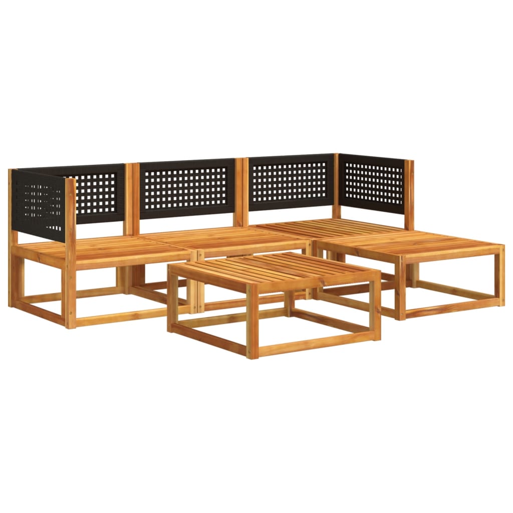 vidaXL Set de sofás de jardín con cojines 5 pzas madera maciza acacia