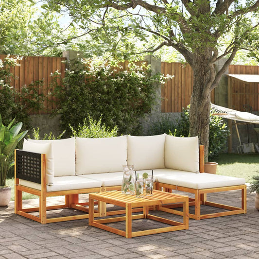 vidaXL Set de sofás de jardín con cojines 5 pzas madera maciza acacia