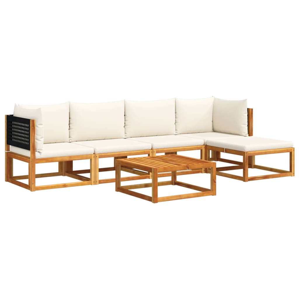 vidaXL Set de sofás de jardín con cojines 6 pzas madera maciza acacia