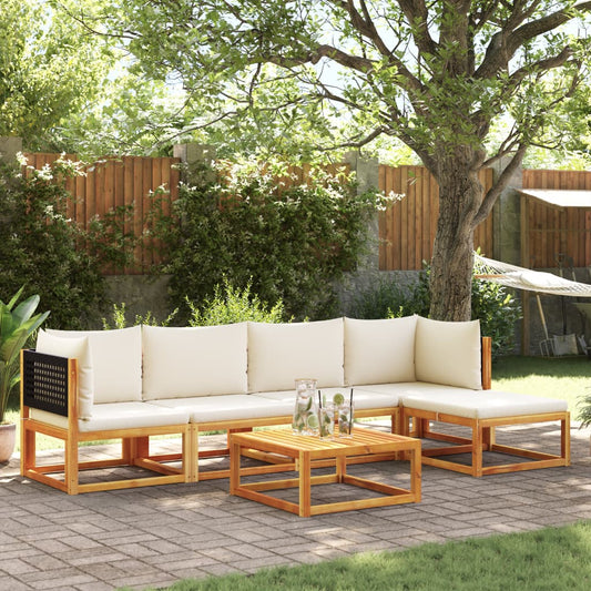 vidaXL Set de sofás de jardín con cojines 6 pzas madera maciza acacia