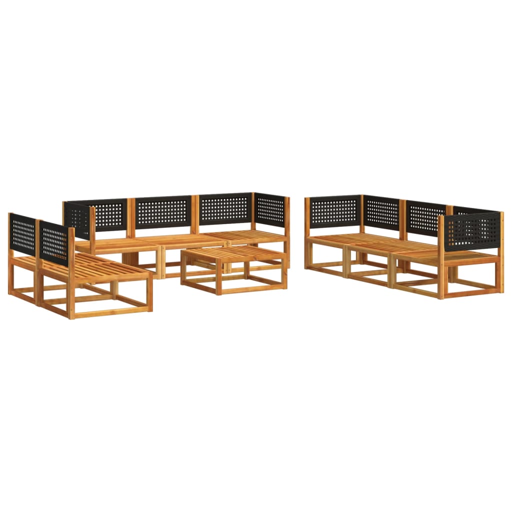 vidaXL Set de sofás de jardín con cojines 9 pzas madera maciza acacia