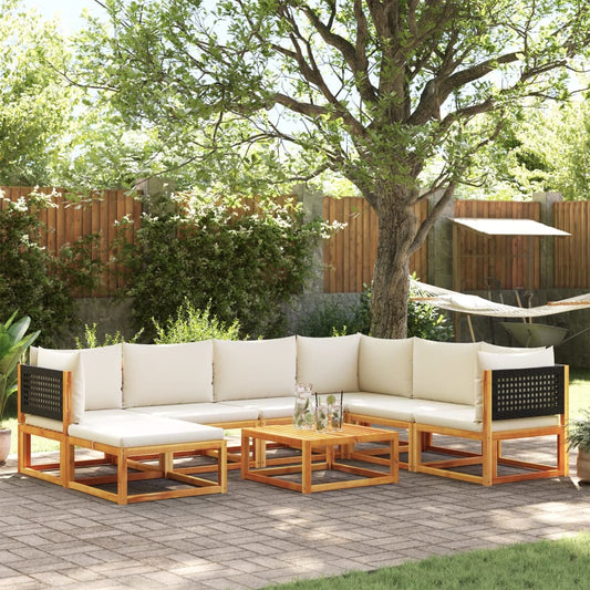 vidaXL Set de sofás de jardín con cojines 8 pzas madera maciza acacia