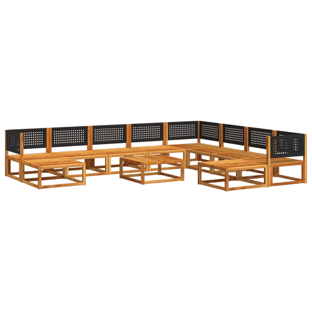 vidaXL Set de sofás de jardín con cojines 11 pzas madera maciza acacia