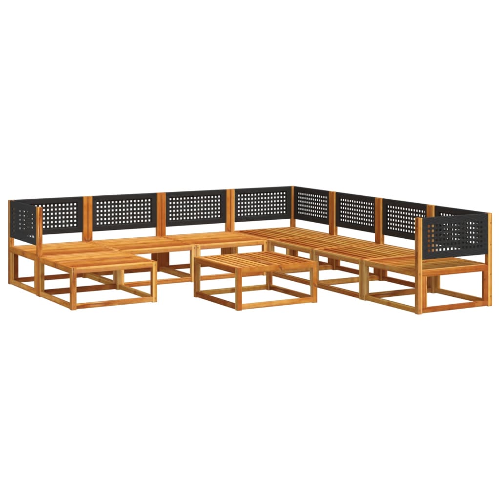 vidaXL Set de sofás de jardín con cojines 9 pzas madera maciza acacia