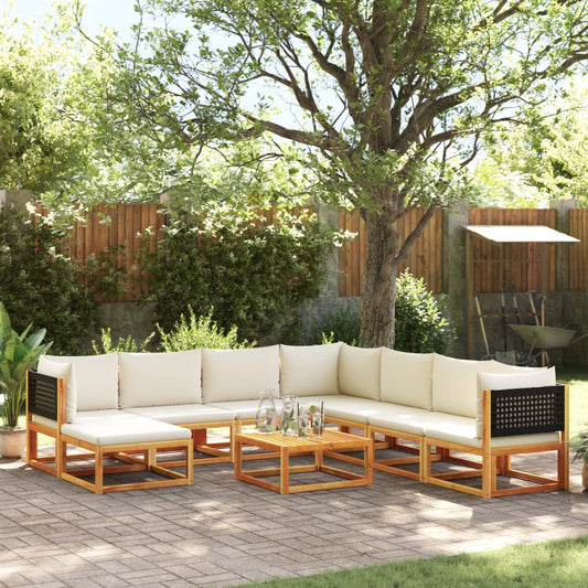 vidaXL Set de sofás de jardín con cojines 9 pzas madera maciza acacia