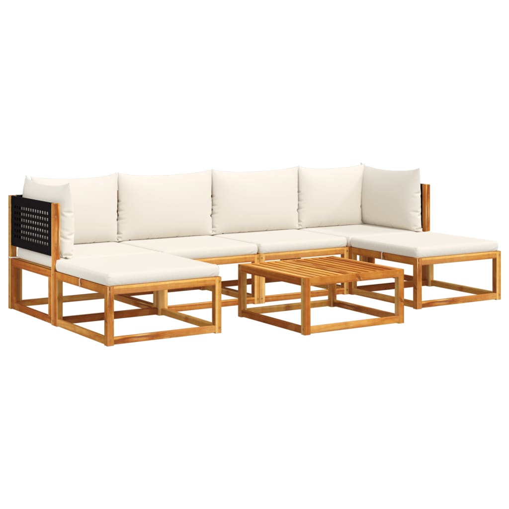 vidaXL Set de sofás de jardín con cojines 7 pzas madera maciza acacia