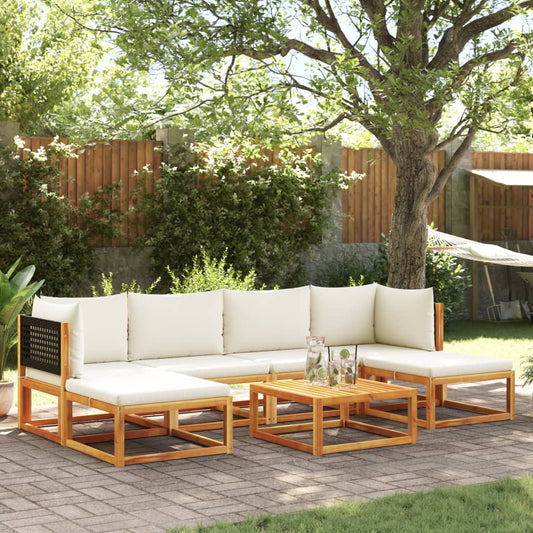 vidaXL Set de sofás de jardín con cojines 7 pzas madera maciza acacia