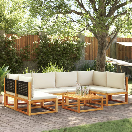 vidaXL Set de sofás de jardín con cojines 7 pzas madera maciza acacia