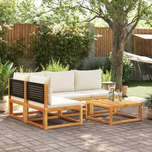 vidaXL Set de sofás de jardín con cojines 5 pzas madera maciza acacia