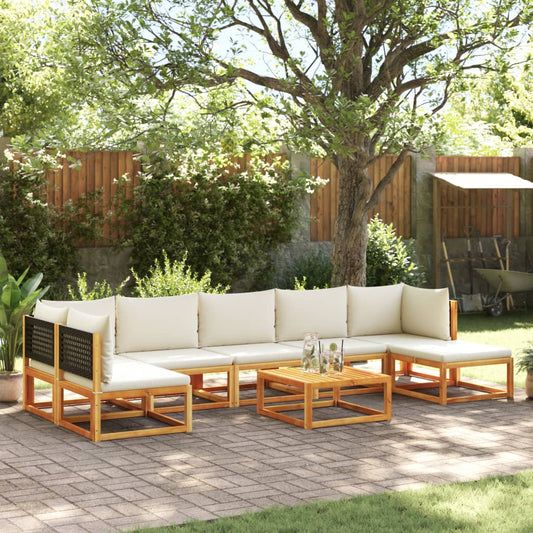 vidaXL Set de sofás de jardín con cojines 8 pzas madera maciza acacia