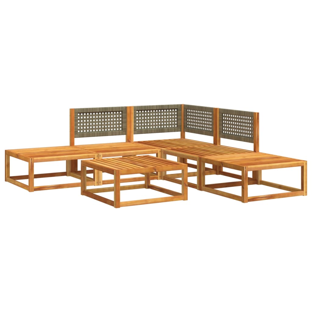 vidaXL Set de sofás de jardín con cojines 6 pzas madera maciza acacia