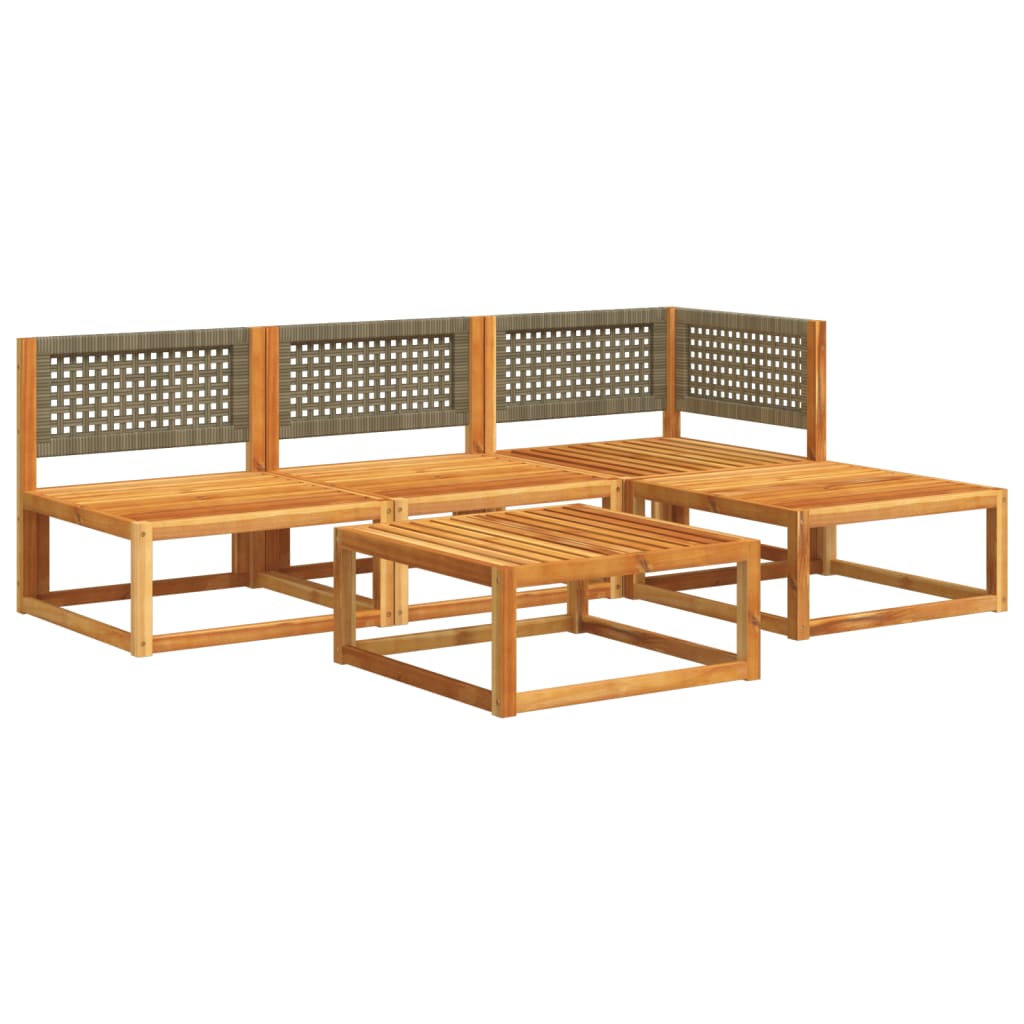 vidaXL Set de sofás de jardín con cojines 5 pzas madera maciza acacia