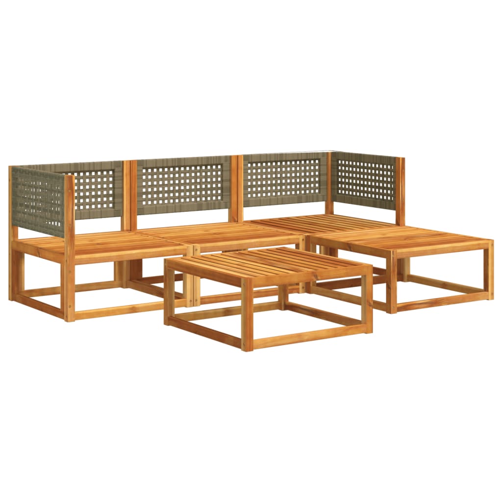 vidaXL Set de sofás de jardín con cojines 5 pzas madera maciza acacia