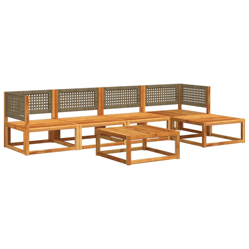 vidaXL Set de sofás de jardín con cojines 6 pzas madera maciza acacia