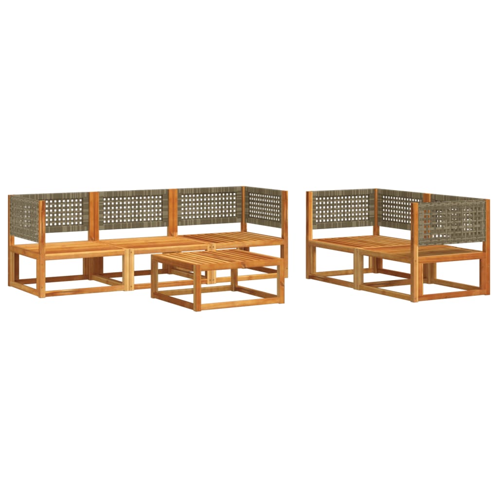 vidaXL Set de sofás de jardín con cojines 6 pzas madera maciza acacia