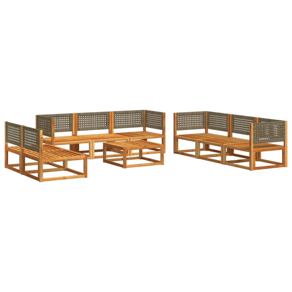 vidaXL Set de sofás de jardín con cojines 9 pzas madera maciza acacia