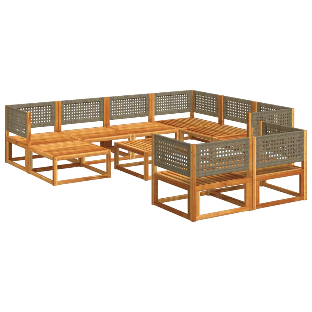 vidaXL Set de sofás de jardín con cojines 10 pzas madera maciza acacia