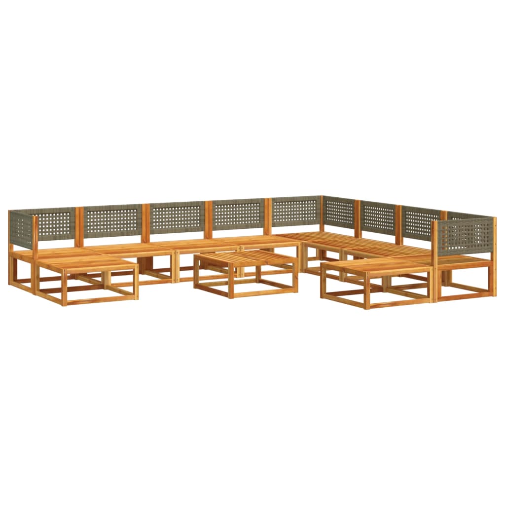 vidaXL Set de sofás de jardín con cojines 11 pzas madera maciza acacia