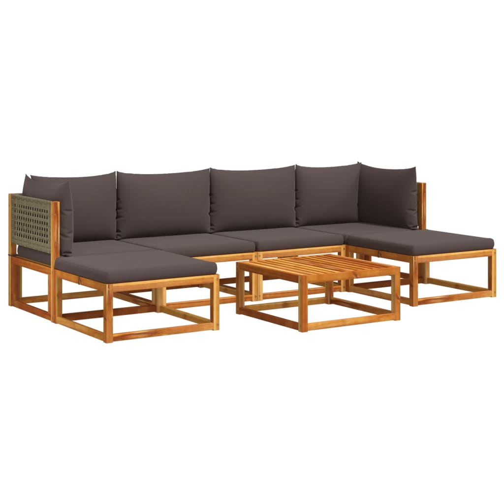 vidaXL Set de sofás de jardín con cojines 7 pzas madera maciza acacia