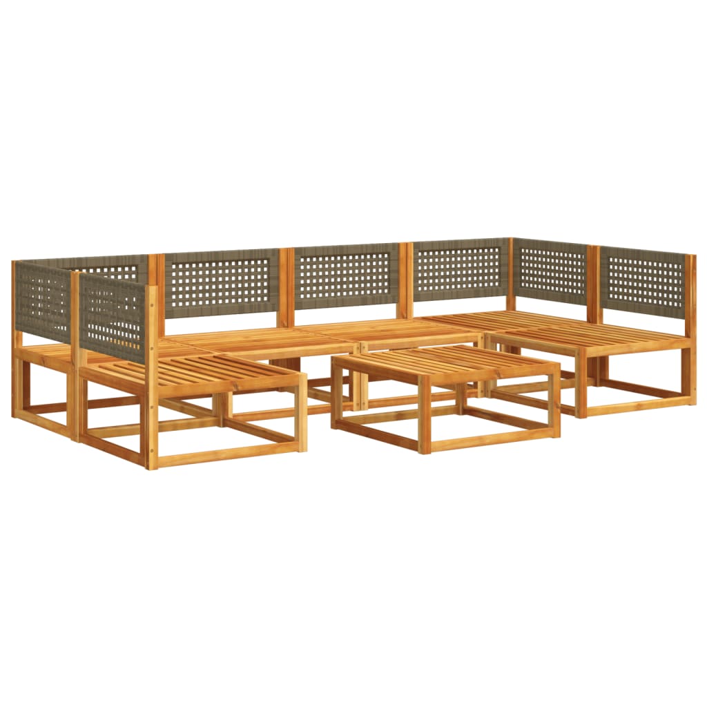 vidaXL Set de sofás de jardín con cojines 7 pzas madera maciza acacia