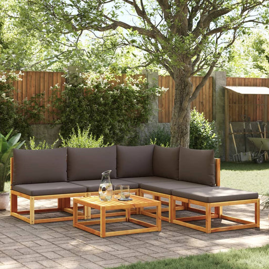 vidaXL Set de sofás de jardín con cojines 6 pzas madera maciza acacia