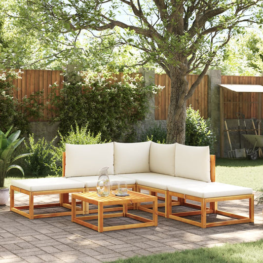 vidaXL Set de sofás de jardín con cojines 6 pzas madera maciza acacia