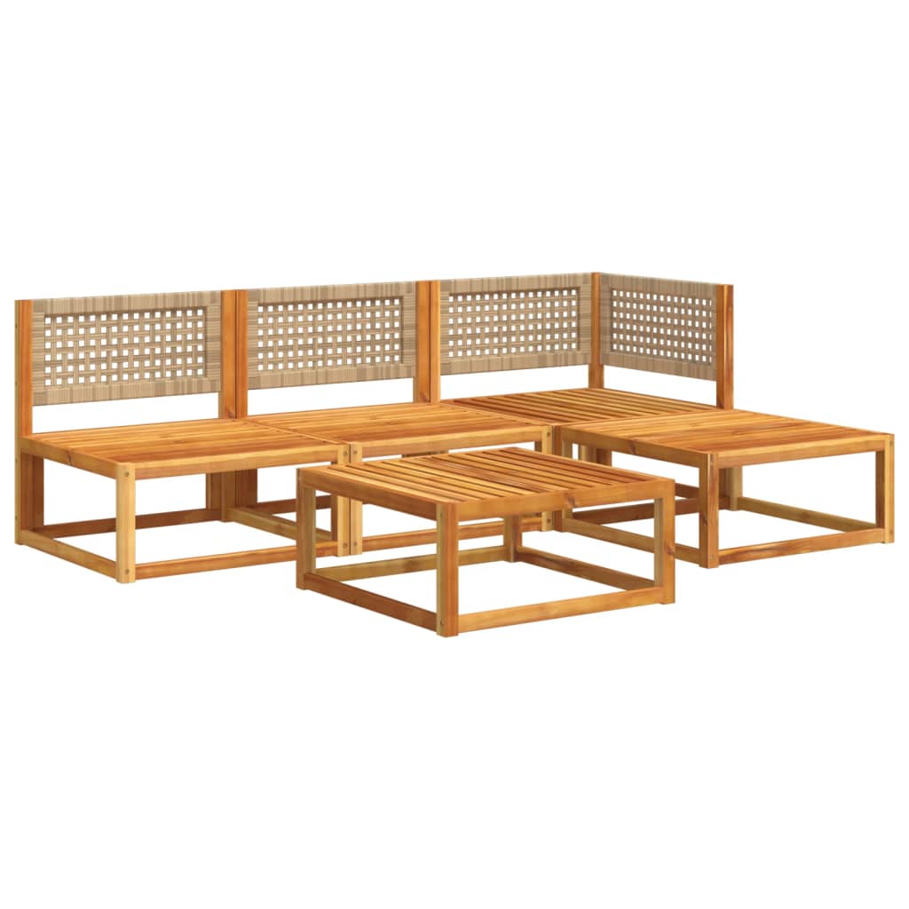 vidaXL Set de sofás de jardín con cojines 5 pzas madera maciza acacia