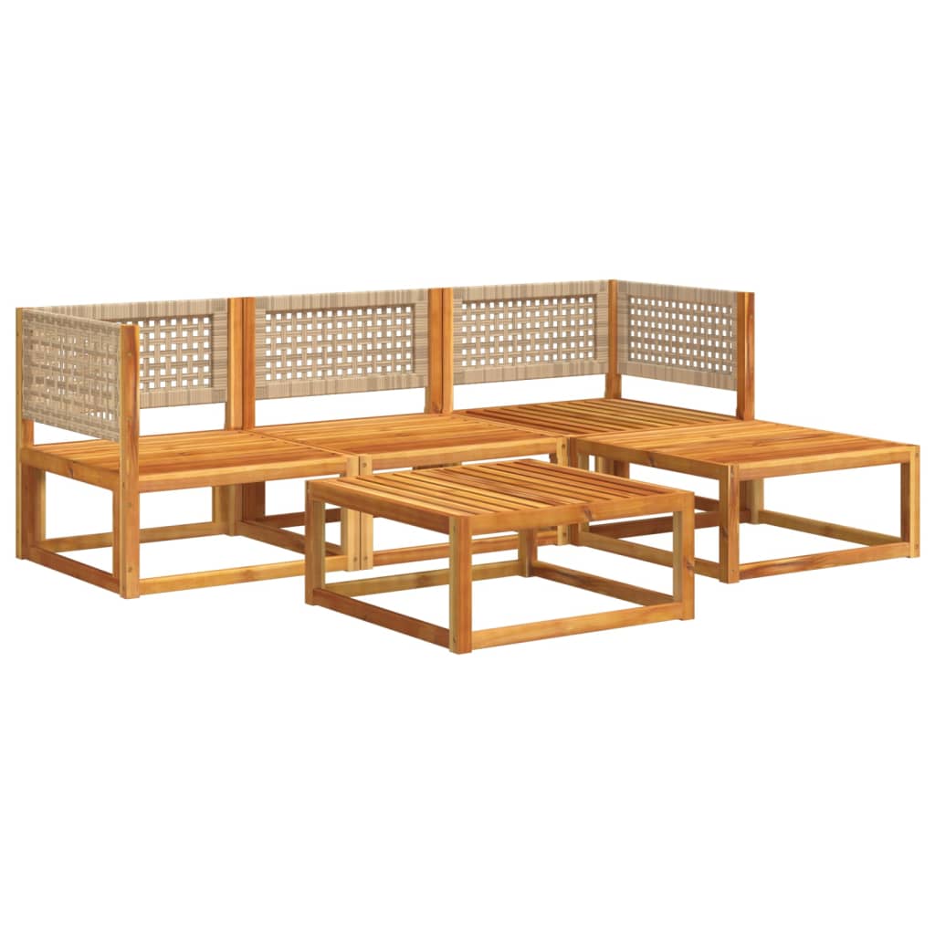 vidaXL Set de sofás de jardín con cojines 5 pzas madera maciza acacia