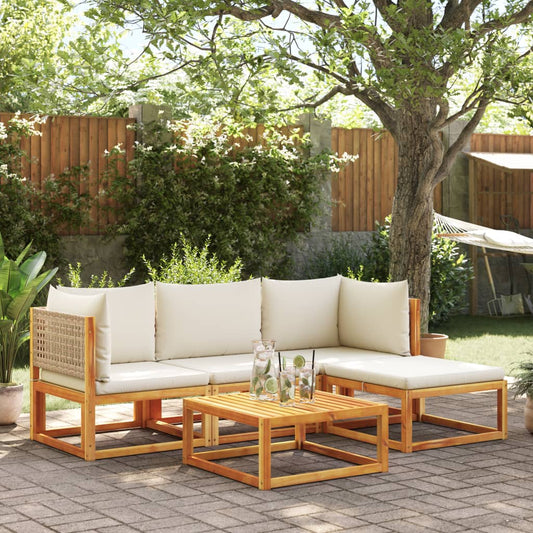 vidaXL Set de sofás de jardín con cojines 5 pzas madera maciza acacia