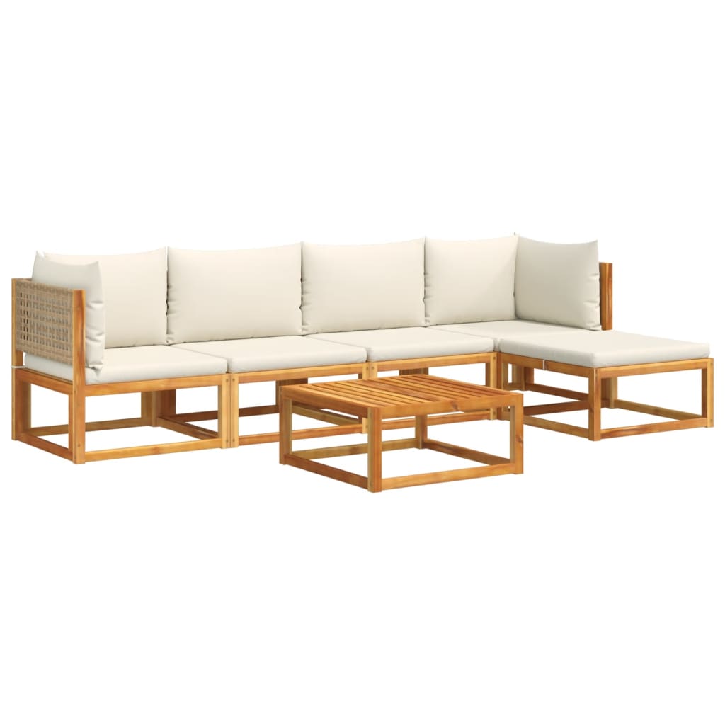 vidaXL Set de sofás de jardín con cojines 6 pzas madera maciza acacia