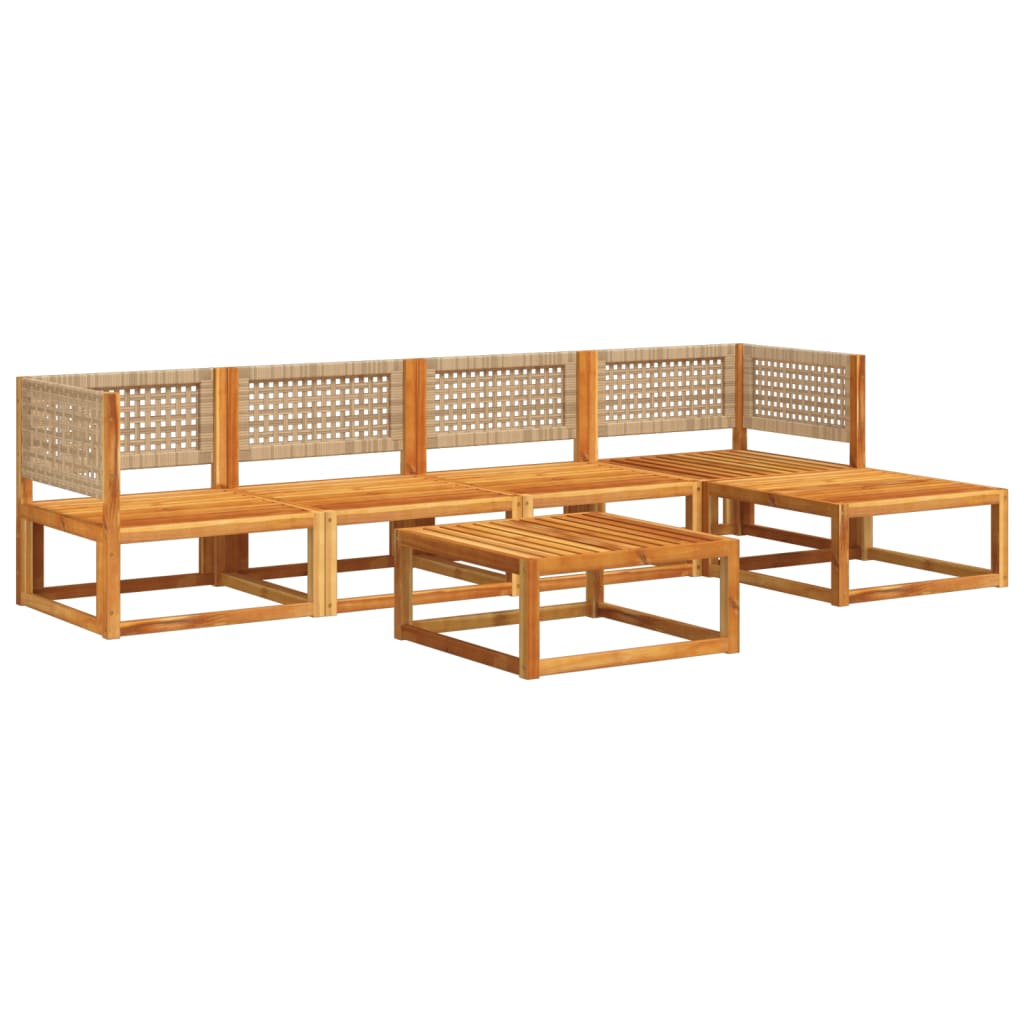 vidaXL Set de sofás de jardín con cojines 6 pzas madera maciza acacia