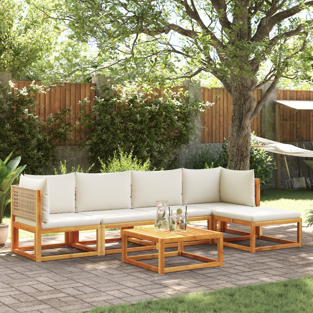 vidaXL Set de sofás de jardín con cojines 6 pzas madera maciza acacia