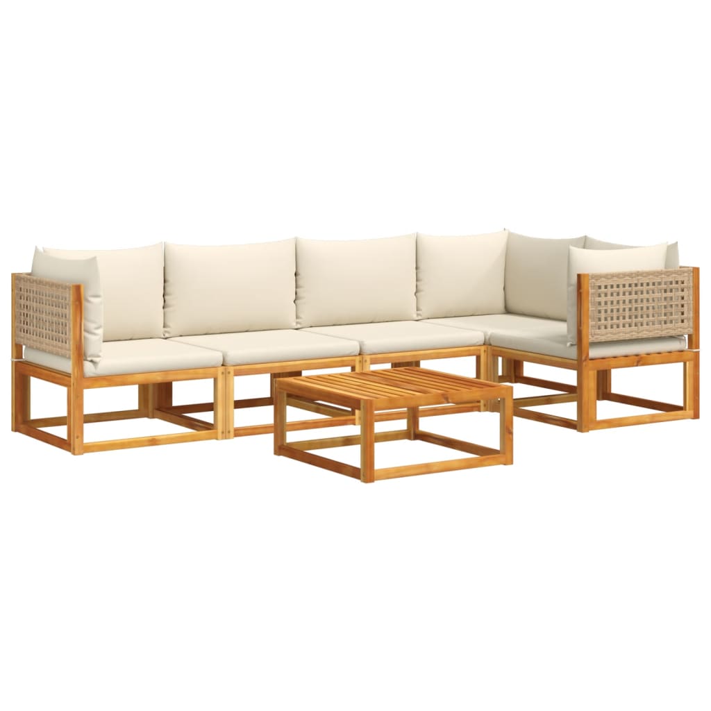 vidaXL Set de sofás de jardín con cojines 6 pzas madera maciza acacia