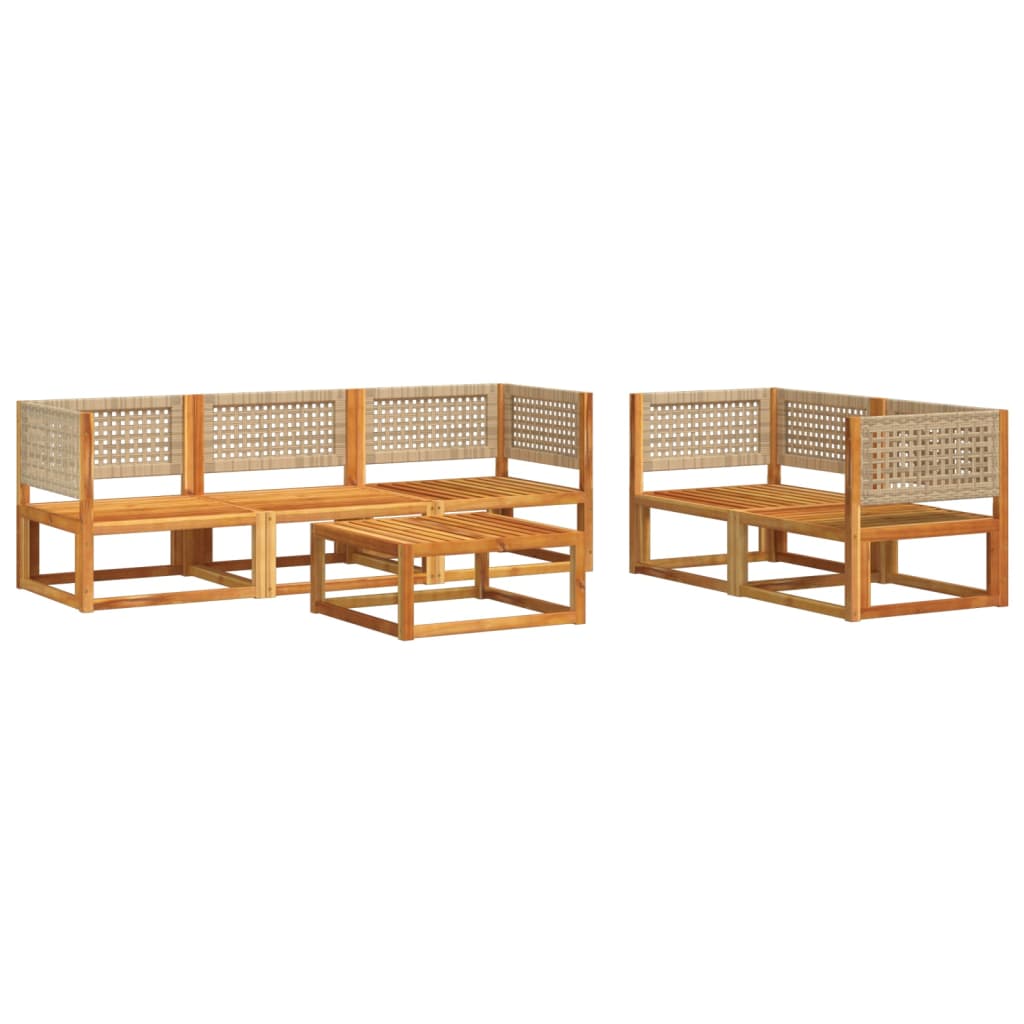 vidaXL Set de sofás de jardín con cojines 6 pzas madera maciza acacia