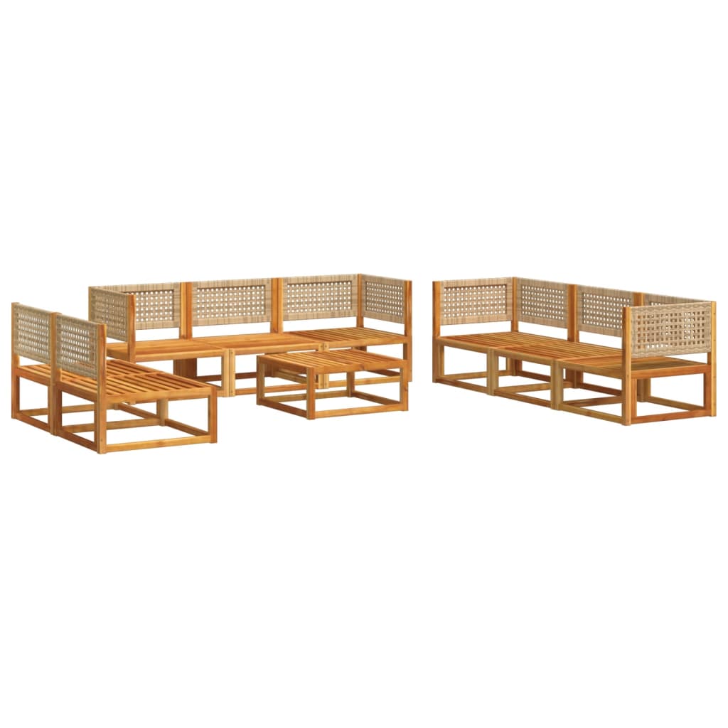 vidaXL Set de sofás de jardín con cojines 9 pzas madera maciza acacia